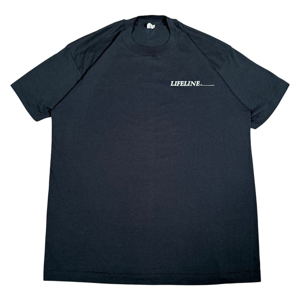 Vintage 90s Lifeline Double Sided Graphic T-Shirt Black Adult L Single Stich